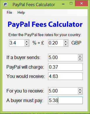 Paypal Fee Chart